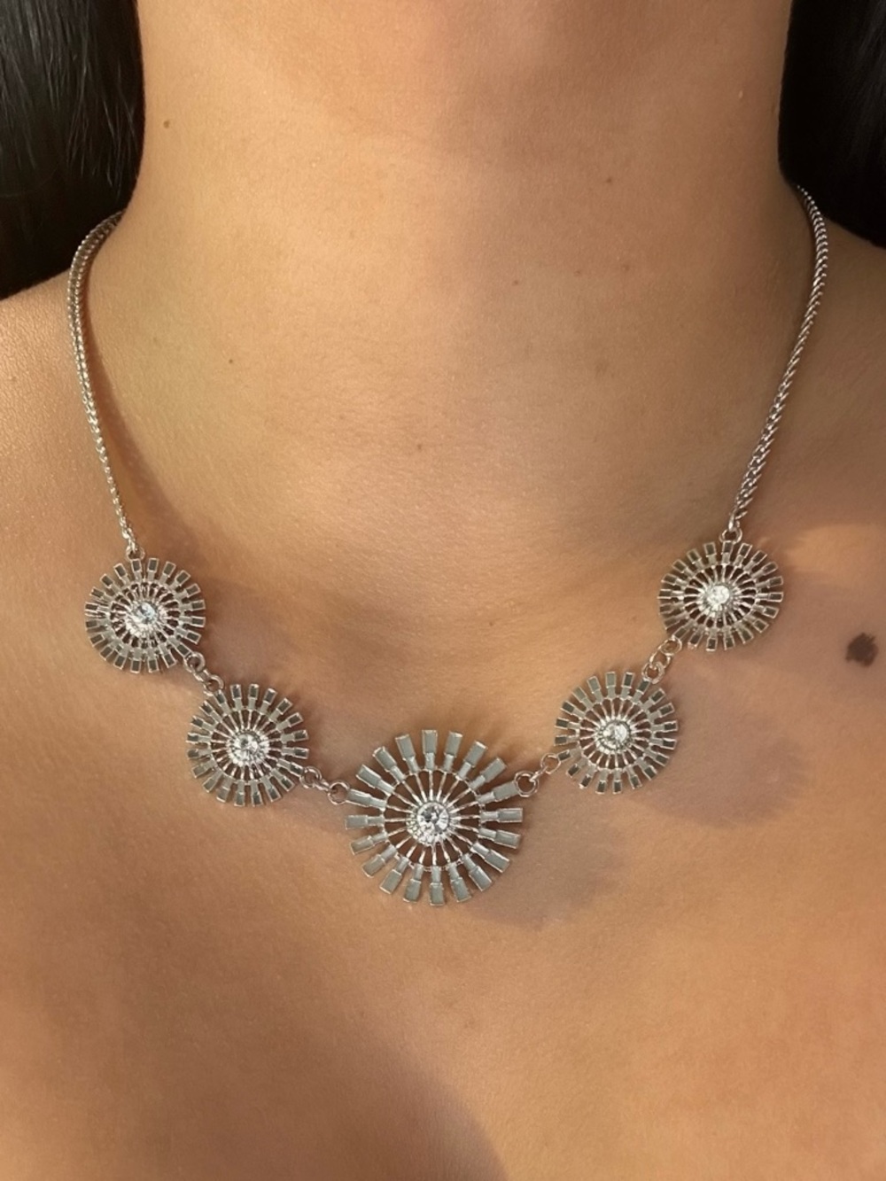 NWT G.H. Bass & Co. Silver Radiant Statement Boho Necklace